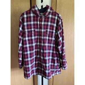 EUC L.L. Bean Womens 1X Plaid Hooded Jacket With Fleece Lining